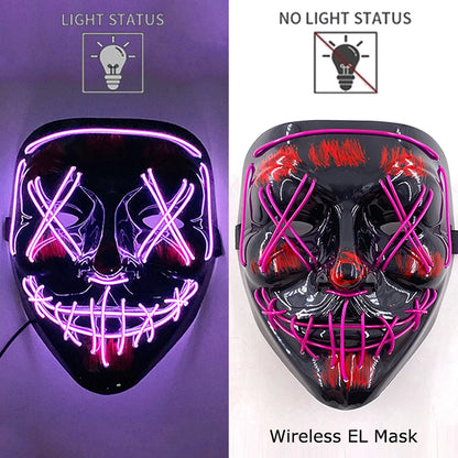 Wireless LED Halloween Purge Mask - Glowing Masquerade Horror Mask - ZOOMNSTORE