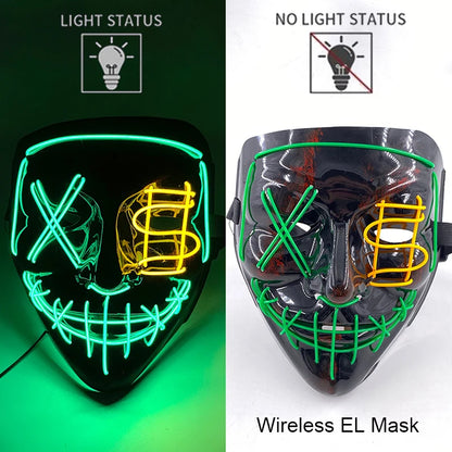 Wireless LED Halloween Purge Mask - Glowing Masquerade Horror Mask - ZOOMNSTORE