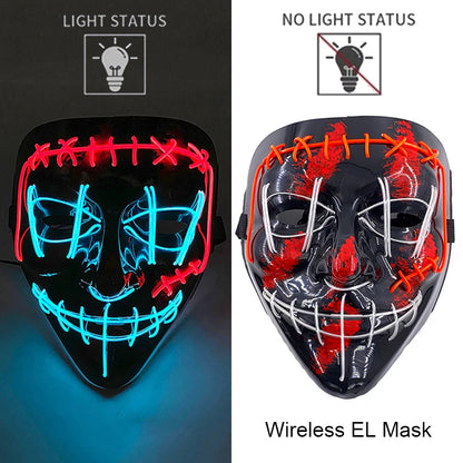 Wireless LED Halloween Purge Mask - Glowing Masquerade Horror Mask - ZOOMNSTORE