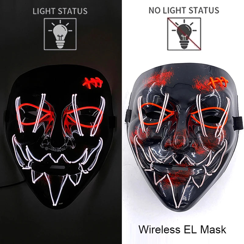 Wireless LED Halloween Purge Mask - Glowing Masquerade Horror Mask - ZOOMNSTORE