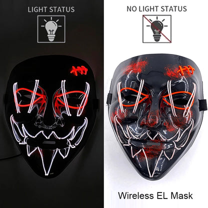Wireless LED Halloween Purge Mask - Glowing Masquerade Horror Mask - ZOOMNSTORE
