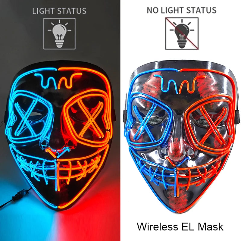 Wireless LED Halloween Purge Mask - Glowing Masquerade Horror Mask - ZOOMNSTORE