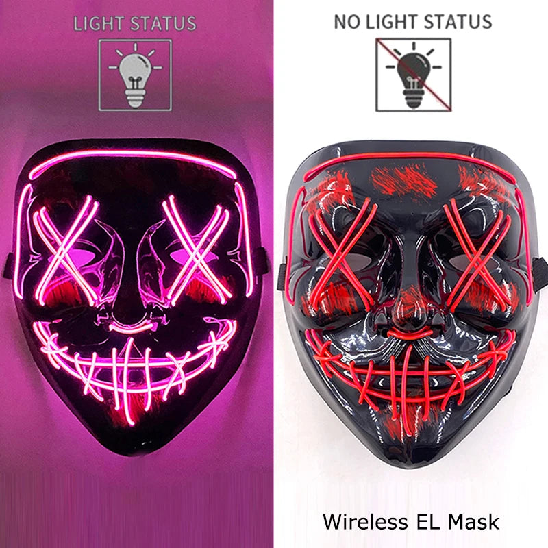 Wireless LED Halloween Purge Mask - Glowing Masquerade Horror Mask - ZOOMNSTORE