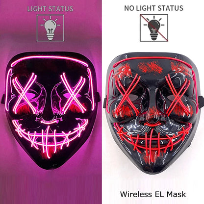 Wireless LED Halloween Purge Mask - Glowing Masquerade Horror Mask - ZOOMNSTORE