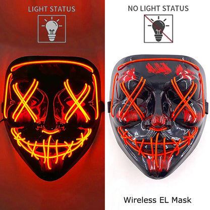 Wireless LED Halloween Purge Mask - Glowing Masquerade Horror Mask - ZOOMNSTORE