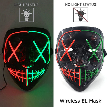 Wireless LED Halloween Purge Mask - Glowing Masquerade Horror Mask - ZOOMNSTORE