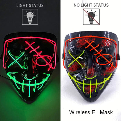 Wireless LED Halloween Purge Mask - Glowing Masquerade Horror Mask - ZOOMNSTORE