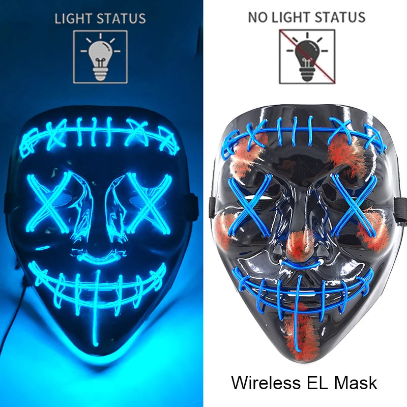 Wireless LED Halloween Purge Mask - Glowing Masquerade Horror Mask - ZOOMNSTORE