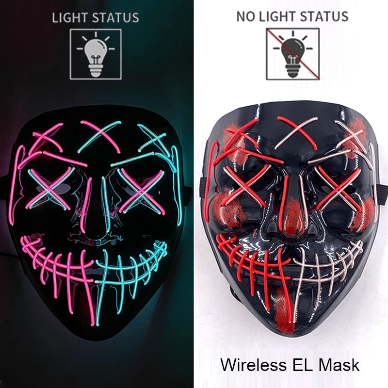 Wireless LED Halloween Purge Mask - Glowing Masquerade Horror Mask - ZOOMNSTORE