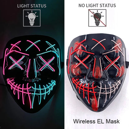 Wireless LED Halloween Purge Mask - Glowing Masquerade Horror Mask - ZOOMNSTORE