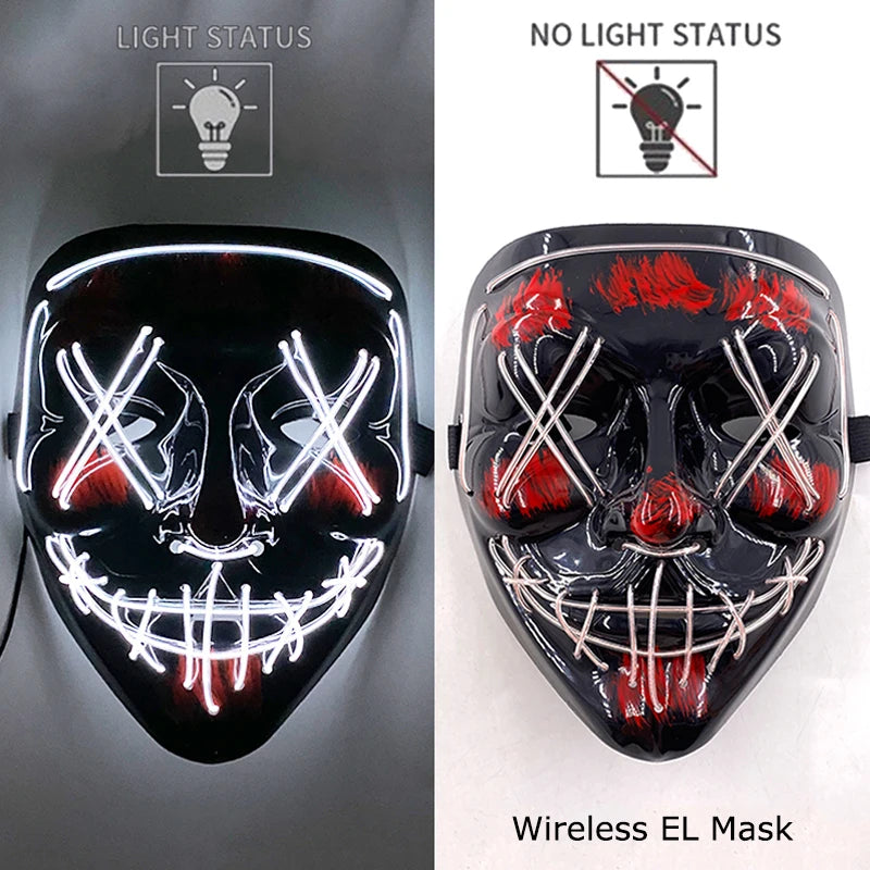 Wireless LED Halloween Purge Mask - Glowing Masquerade Horror Mask - ZOOMNSTORE