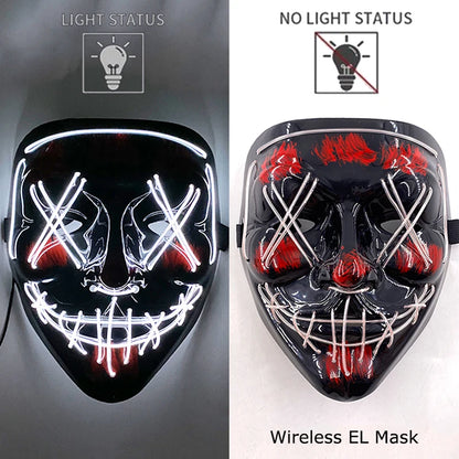 Wireless LED Halloween Purge Mask - Glowing Masquerade Horror Mask - ZOOMNSTORE