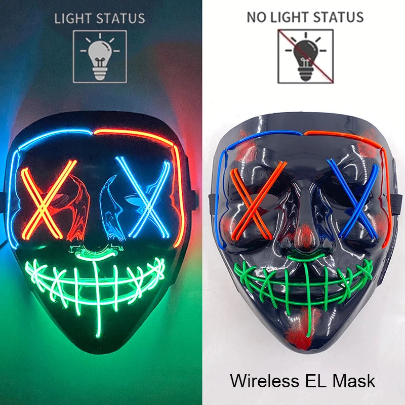 Wireless LED Halloween Purge Mask - Glowing Masquerade Horror Mask - ZOOMNSTORE