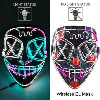 Wireless LED Halloween Purge Mask - Glowing Masquerade Horror Mask - ZOOMNSTORE