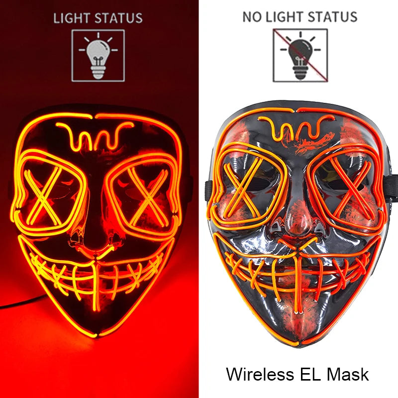 Wireless LED Halloween Purge Mask - Glowing Masquerade Horror Mask - ZOOMNSTORE
