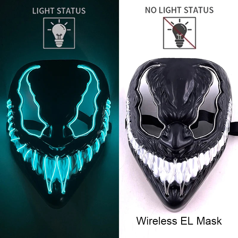 Wireless LED Halloween Purge Mask - Glowing Masquerade Horror Mask - ZOOMNSTORE