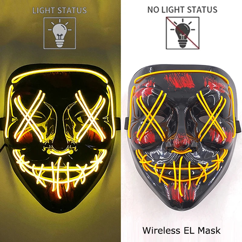 Wireless LED Halloween Purge Mask - Glowing Masquerade Horror Mask - ZOOMNSTORE