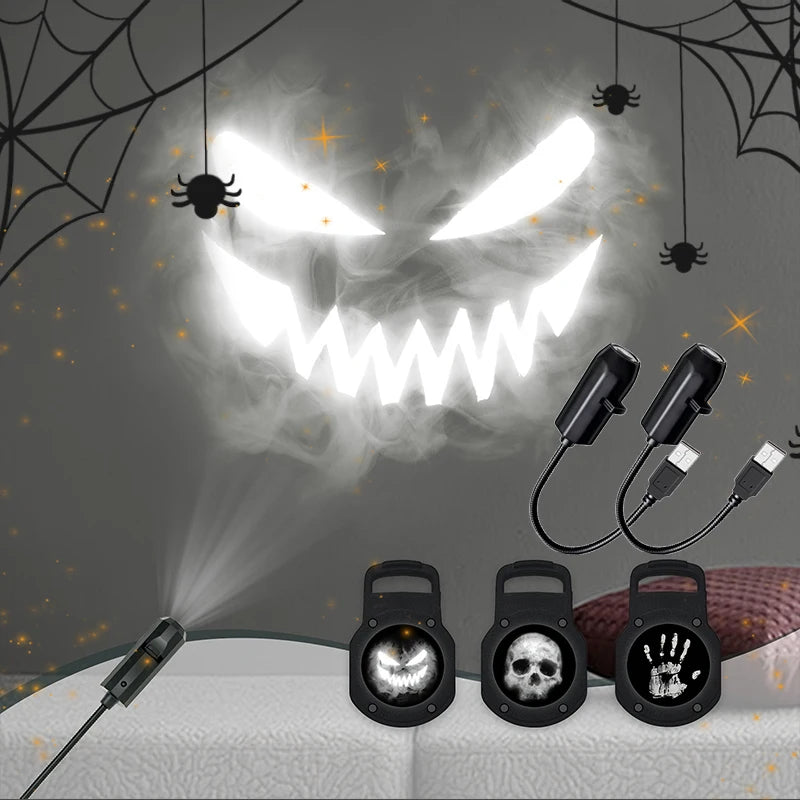 Halloween Skull USB Projector Light - Rotating Ghost LED Lamp for Night Ambiance - ZOOMNSTORE
