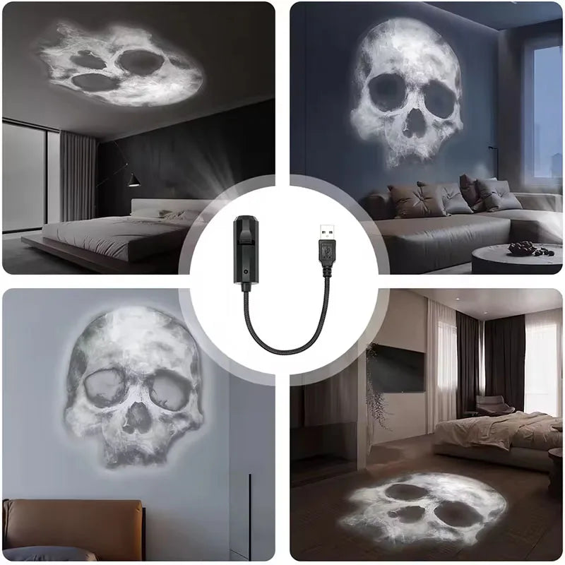 Halloween Skull USB Projector Light - Rotating Ghost LED Lamp for Night Ambiance - ZOOMNSTORE