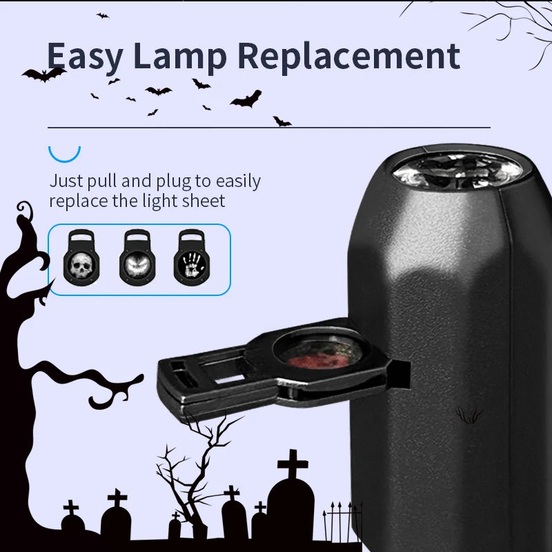Halloween Skull USB Projector Light - Rotating Ghost LED Lamp - ZOOMNSTORE
