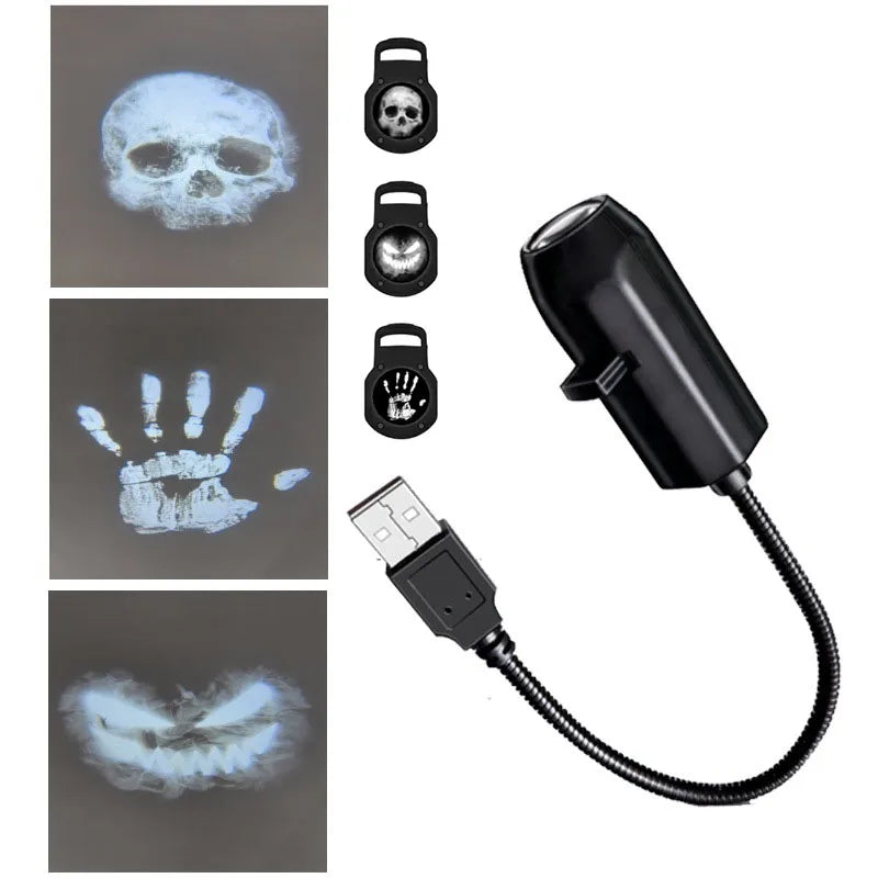 Halloween Skull USB Projector Light - Rotating Ghost LED Lamp - ZOOMNSTORE
