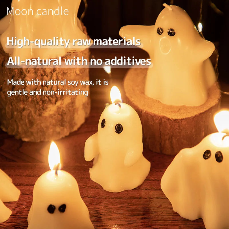 Soy Wax Ghost Candles - Handmade Aromatherapy Halloween Decor - ZOOMNSTORE
