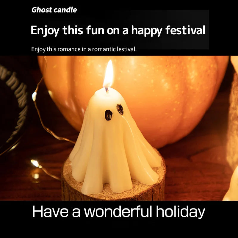 Soy Wax Ghost Candles - Handmade Aromatherapy Halloween Decor - ZOOMNSTORE