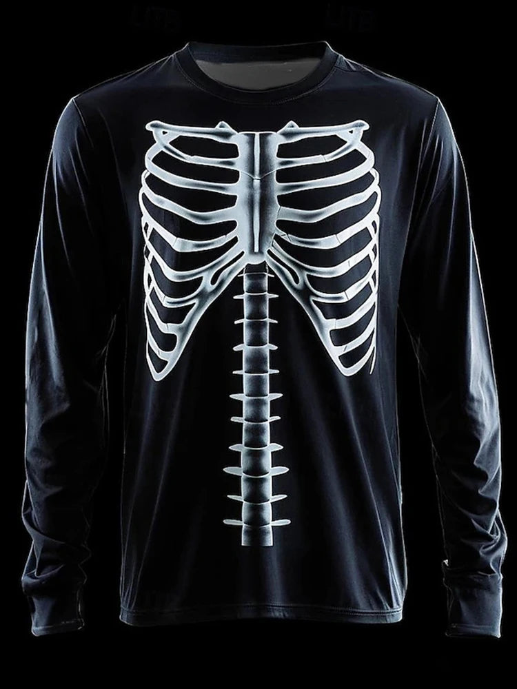 Halloween Skeleton Organs T-shirt - 3D Printed Horror Bones Graphic Tee - ZOOMNSTORE