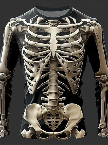 Halloween Skeleton Organs T-shirt - 3D Printed Horror Bones Graphic Tee - ZOOMNSTORE