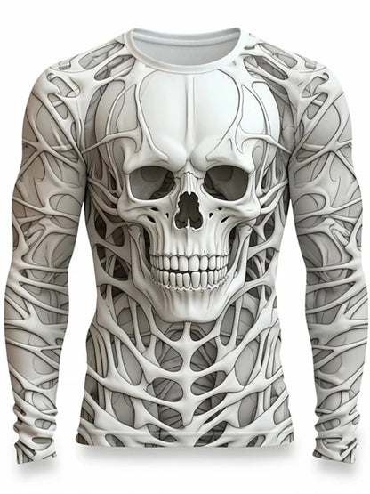 Halloween Skeleton Organs T-shirt - 3D Printed Horror Bones Graphic Tee - ZOOMNSTORE