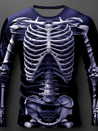 Halloween Skeleton Organs T-shirt - 3D Printed Horror Bones Graphic Tee - ZOOMNSTORE