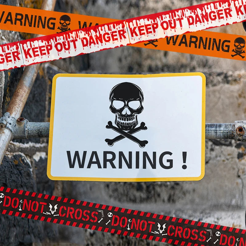 Halloween Skull Head Warning Tape - Window Prop Decoration - ZOOMNSTORE
