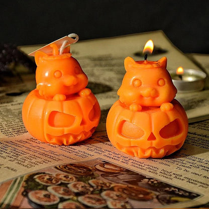Halloween Skull Pumpkin Scented Candle - Handmade Party Decor Gift - ZOOMNSTORE