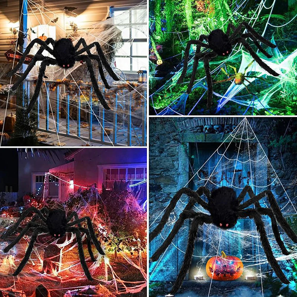 Large Plush Halloween Spider Web - 5m Outdoor Decoration Prop - ZOOMNSTORE