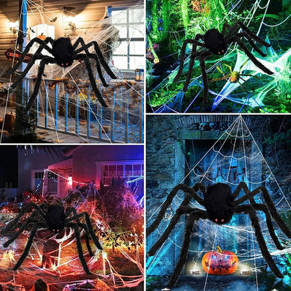 Large Plush Halloween Spider Web - 5m Outdoor Decoration Prop - ZOOMNSTORE