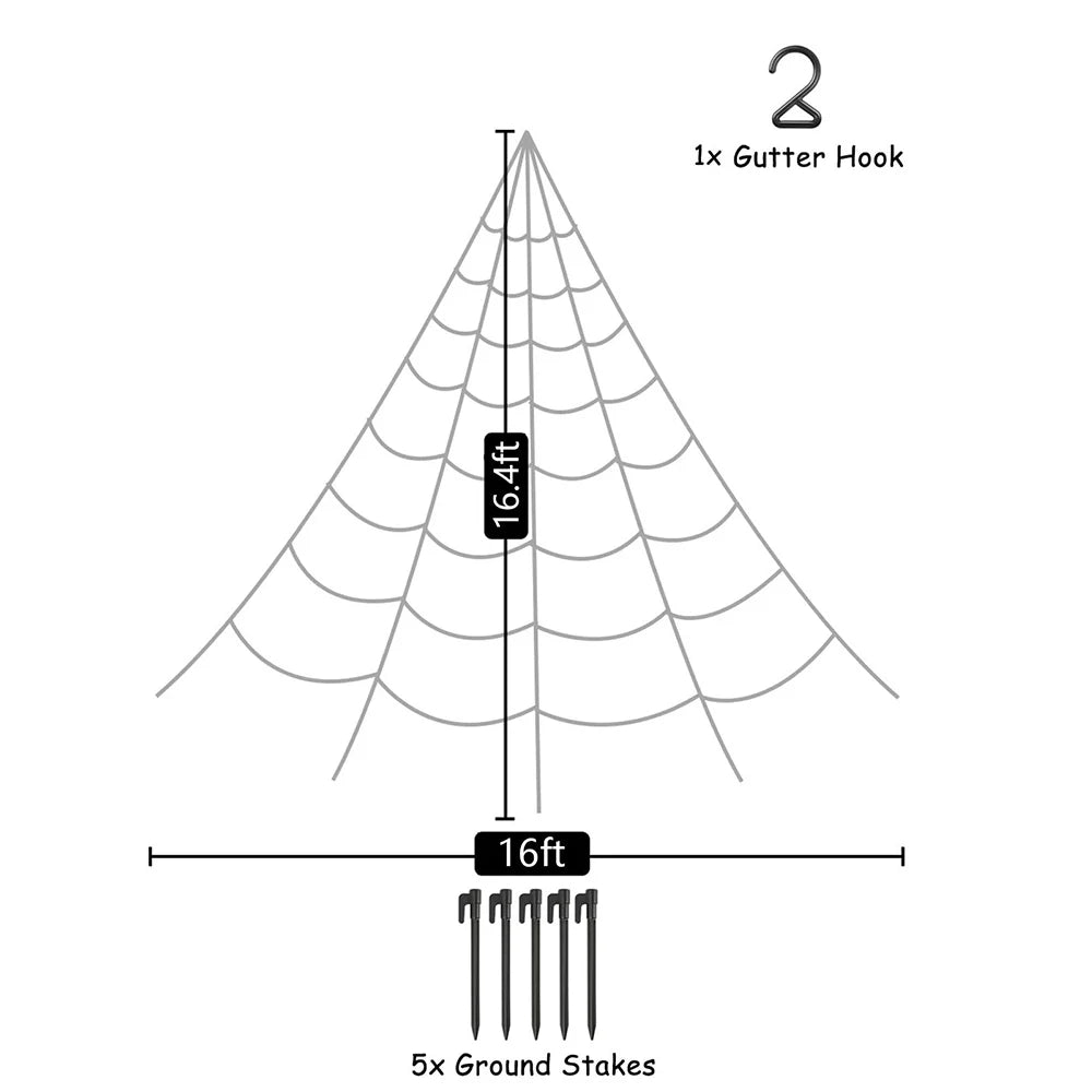 Large Plush Halloween Spider Web - 5m Outdoor Decoration Prop - ZOOMNSTORE