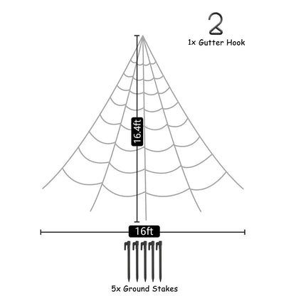 Large Plush Halloween Spider Web - 5m Outdoor Decoration Prop - ZOOMNSTORE