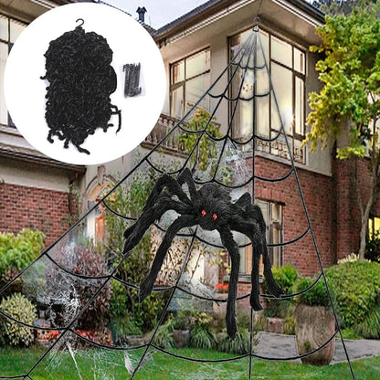 Large Plush Halloween Spider Web - 5m Outdoor Decoration Prop - ZOOMNSTORE