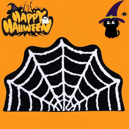 Black Spider Web Halloween Bath Mat - Non-Slip Rug for Spooky Decor - ZOOMNSTORE