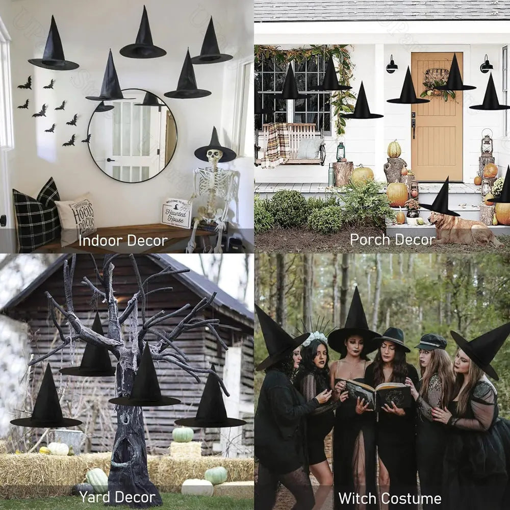 Witches Hats - Black Hanging Wizard Hats for Halloween Decoration 612 Pcs - ZOOMNSTORE