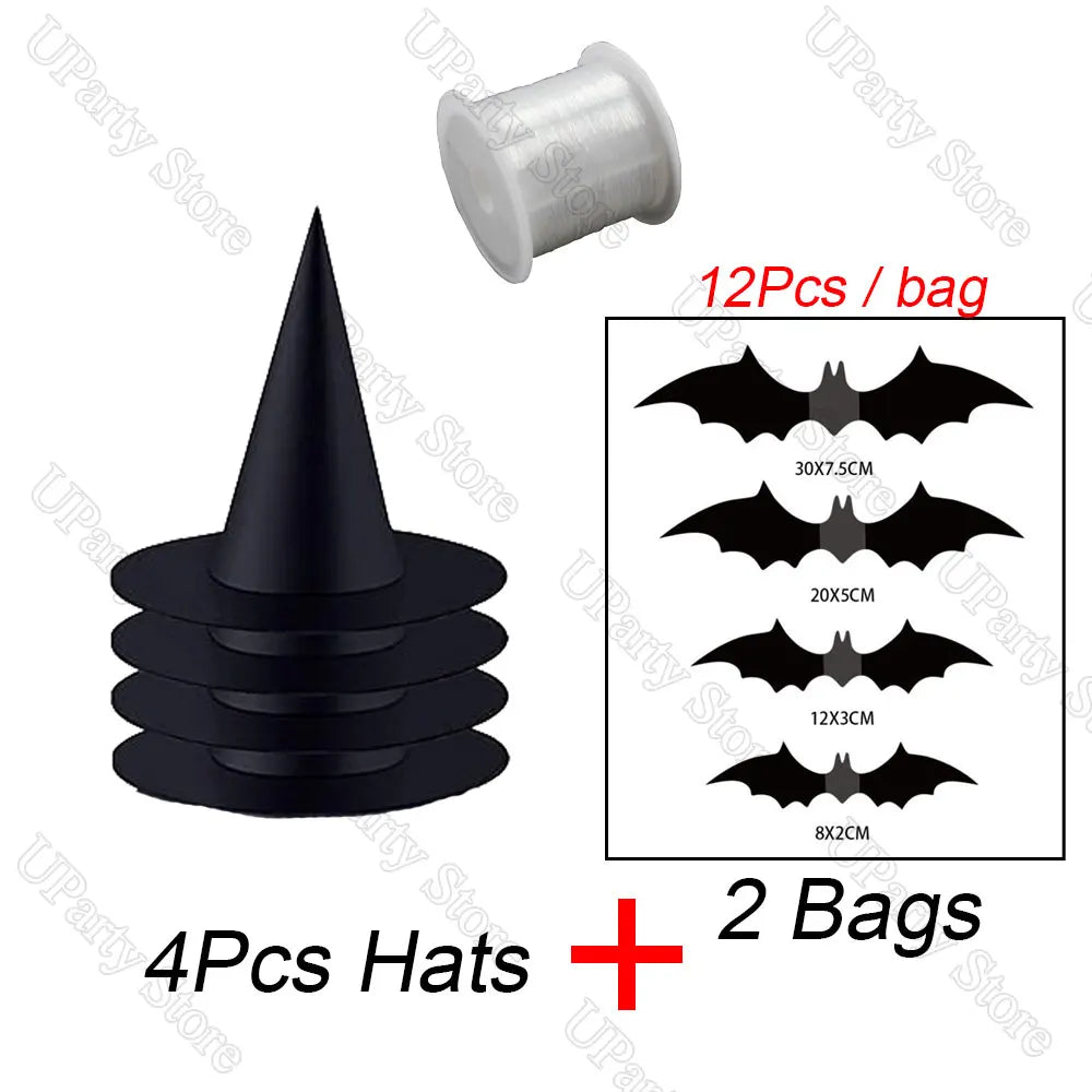 Witches Hats - Black Hanging Wizard Hats for Halloween Decoration 612 Pcs - ZOOMNSTORE