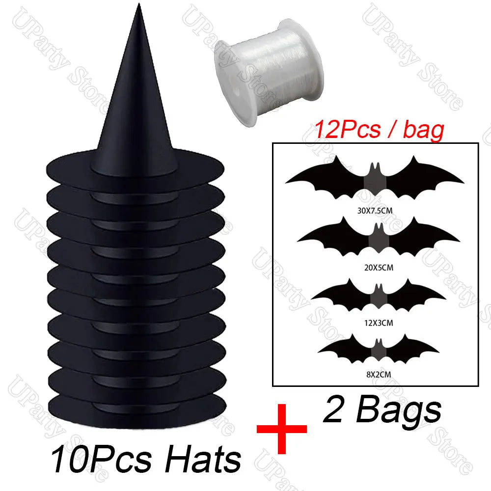 Witches Hats - Black Hanging Wizard Hats for Halloween Decoration 612 Pcs - ZOOMNSTORE
