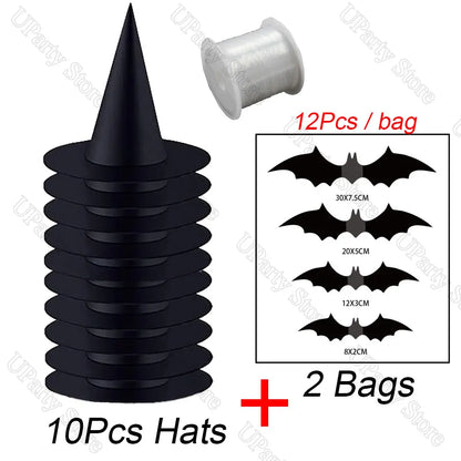 Witches Hats - Black Hanging Wizard Hats for Halloween Decoration 612 Pcs - ZOOMNSTORE