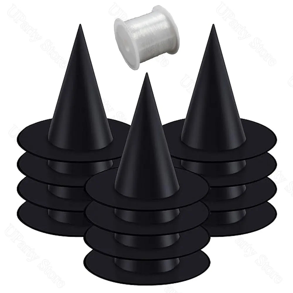 Witches Hats - Black Hanging Wizard Hats for Halloween Decoration 612 Pcs - ZOOMNSTORE