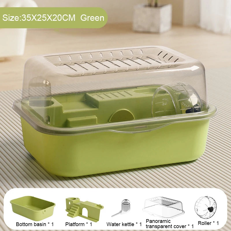 Hamster Cage - Durable Plastic Pet Toy House in Gray, Pink & Green - ZOOMNSTORE