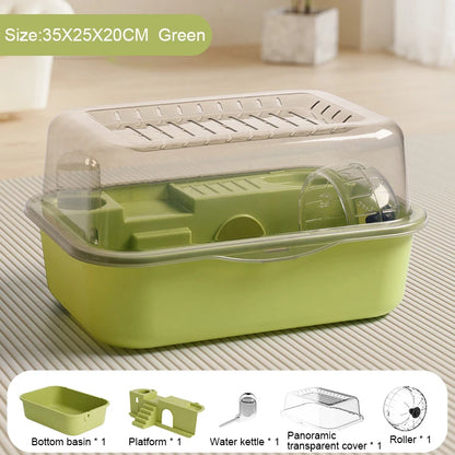 Hamster Cage - Durable Plastic Pet Toy House in Gray, Pink & Green - ZOOMNSTORE