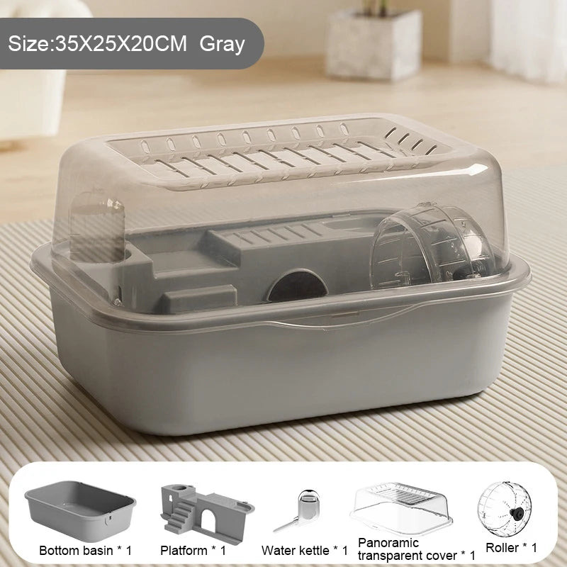 Hamster Cage - Durable Plastic Pet Toy House in Gray, Pink & Green - ZOOMNSTORE