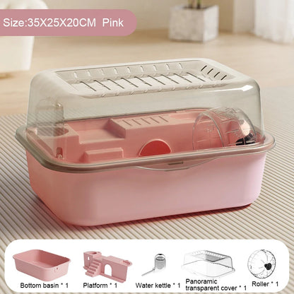 Hamster Cage - Durable Plastic Pet Toy House in Gray, Pink & Green - ZOOMNSTORE
