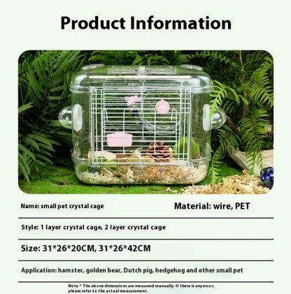 Hamster Cage Large - Transparent Double Layer Luxury Pet Habitat With Easy Clean Design - ZOOMNSTORE