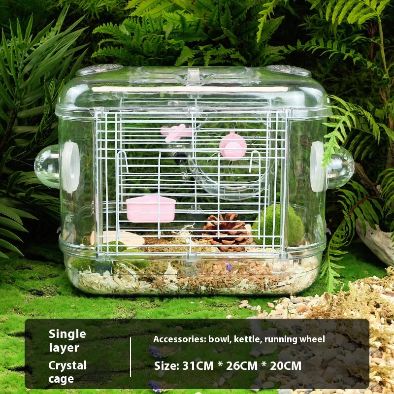 Hamster Cage Large - Transparent Double Layer Luxury Pet Habitat With Easy Clean Design - ZOOMNSTORE